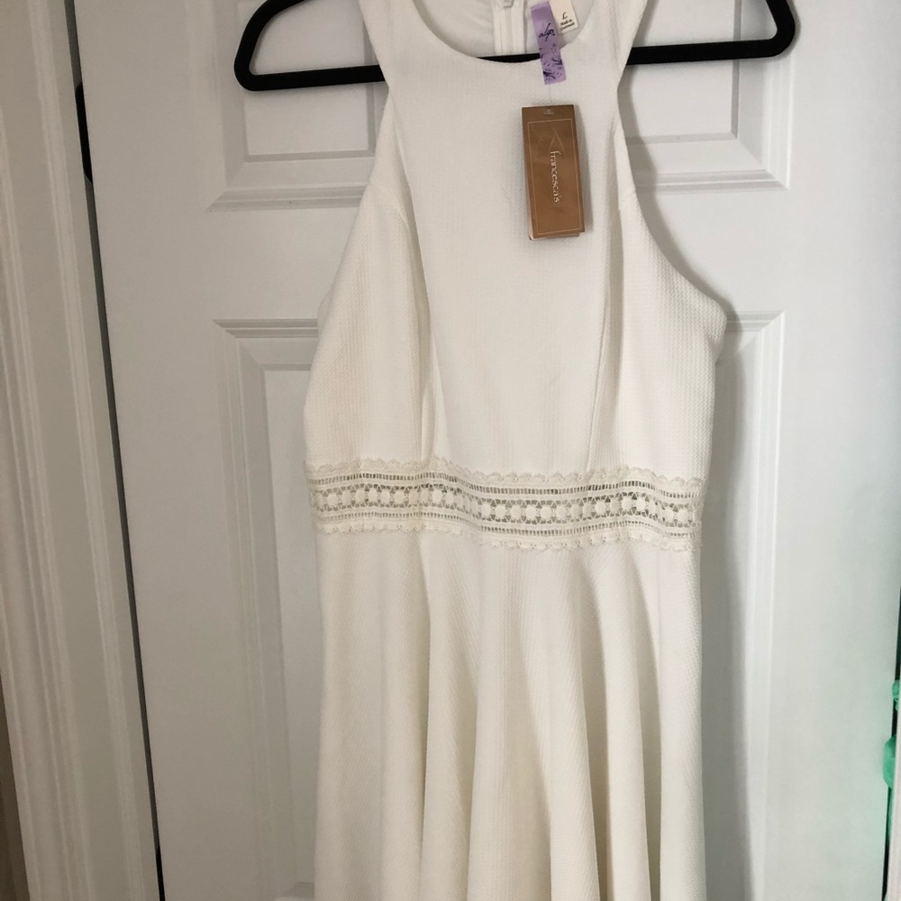 Francesca’s white razor back a-line dress